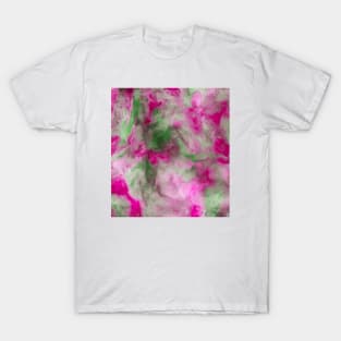 Pink White And Green Watercolor Abstract Pattern Art T-Shirt